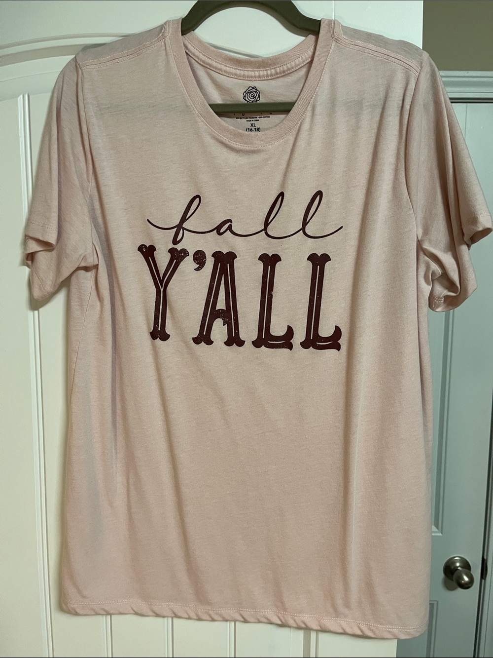 Women's 'Fall Y'ALL' Short Sleeve Tee in Light Pink